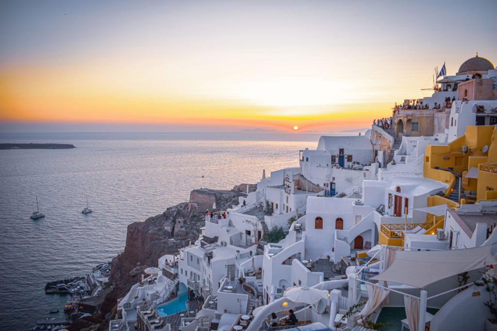 sunset in oia